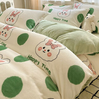 Fantasy winter thickened milk velvet quilt cover single piece 150x200 double-sided plus velvet coral velvet children's quilt cover 2025 new style dot rabbit double-sided thickened plus velvet constant temperature and warmth 150x200 double-layer thickened quilt cover can be used as a blanket, no static electricity and will not fall off