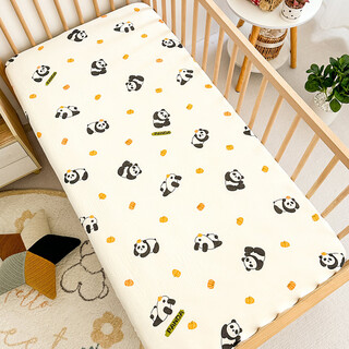 Baby suitable sheets cotton yarn baby bedding spliced sheets kindergarten newborn children mattress cover pumpkin panda (class a pure cotton) 110*60cm