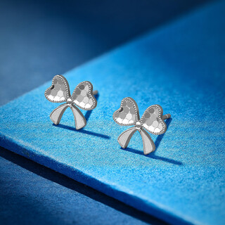Wanfulong platinum pt950 earrings for women with bows, romantic winter gifts for girlfriends, sweet birthday gifts, bow earrings, platinum pt950 1.7g