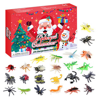 Christmas advent countdown calendar blind box hand-teared box animal engineering vehicle children's gift 24 days digital toys christmas (insects 24 pieces) dongdong colorful box + opp bag