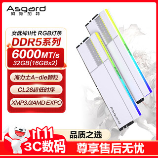 Asgard 32gb (16gbx2) ddr5 6000 desktop memory valkyrie ii rgb light strip hynix a-die cl28 polar white