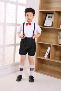 He jiagong children's stage performance clothing spanish bullfighting skirt large dance skirt girls large swing skirt opening dance toddler dance boys short-sleeved suit shirt pants suspender tie 100 cm (cm)