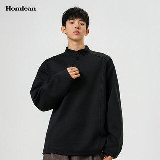 Homlean american polo henry shirt men's long-sleeved t-shirt autumn top with casual men's base sweatshirt jc-t24555 black m (recommended 85-100jin jin equals 0.5 kg)