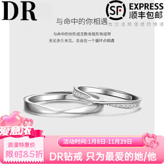 Dr möbius strip couple rings, a pair of plain rings, wedding anniversary gift for boyfriend and girlfriend, birthday pt950, female ring with diamonds + male ring without diamonds