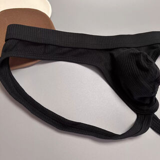 Simple and comfortable men's double-butt underwear modal european and american style fashionable men's sexy thong pants pure lust style black s90-110jin jin equals 0.5 kg