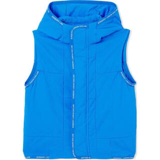 Burberry burberry vest solid color logo belt decorated nylon hooded down jacket vest blue children's blue one size 10y