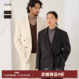 Cultum unisex worsted wool autumn and winter double-breasted suit men's casual thickened suit jacket beige word pattern single suit 243069 50