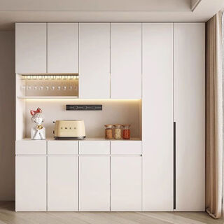 Solid wood ecological board sideboard against the wall with 16mm thick back panel wine cabinet cabinet living room storage multi-functional storage cabinet delivery to home package installation 2 meters high 80cm long sideboard 2 doors 2 drawers