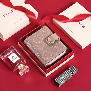 Gold fox leather women's wallet large capacity short card holder money note holder clutch bag coin purse light luxury girlfriend birthday gift