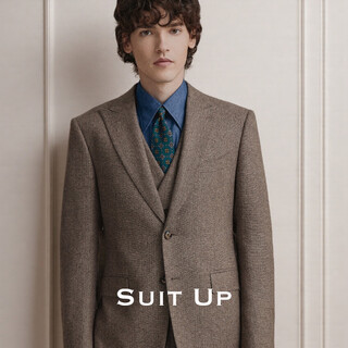 Hueta wool suit men's 2025 new groom wedding dress business casual formal suit three-piece thick bruce brown herringbone single suit jacket s 44a