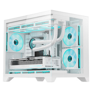 长城（Great Wall）海王星H3W白色海景房机箱（M-ATX主板/双面玻璃/背插主板/360水冷位/9风扇位/侧板便拆/5090显卡）