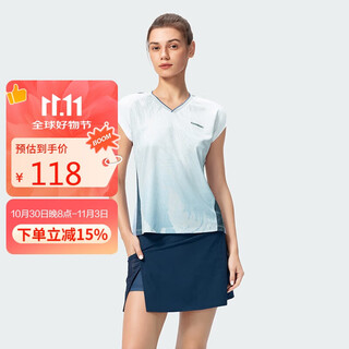 kawasaki川崎羽毛球服运动T恤速干吸汗透气女款大赛训练服C2017 玉石蓝  L