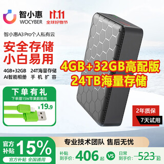 Zhixiaohui witxiaohui private cloud a3 quad-core nas network storage home personal cloud hard drive cabinet server photo album backup file synchronization mobile phone tablet expansion single disk entry-level a3 pro black 4+32g supports 3.5-inch hard drive