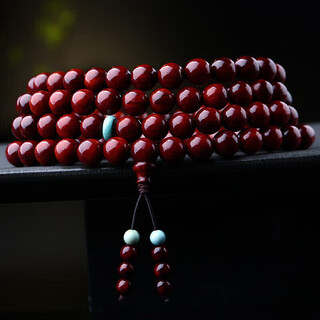 Yueyin baichuan 108 small leaf red sandalwood bracelet men's and women's rosary beads bracelet about 8mm