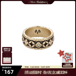 Babama wuxing series rich flower double flower ring men's retro old copper plated platinum ring couple's same style birthday gift ancient gold men's style 59mm