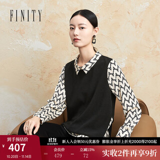 Finity new autumn clothing simple lace chiffon shirt for ladies ladies slim thin pullover top for women black m