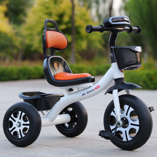 Jiashuo children's tricycle bicycle 1-3-2-6 years old large children's car baby infant 3-wheel trolley bicycle yellow white color wheel music light soft seat