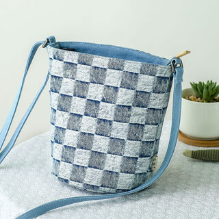 Ethnic style small cloth bag mobile phone small shoulder bag walking crossbody small bag small bucket bag sense of niche literature xk240719 round bucket small crossbody-checkered-dark blue