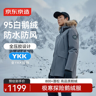 Made in tokyo, outdoor extreme cold adventure goose down jacket, thermal storage men's jacket, waterproof down jacket, parka mid-length, rock gray xl