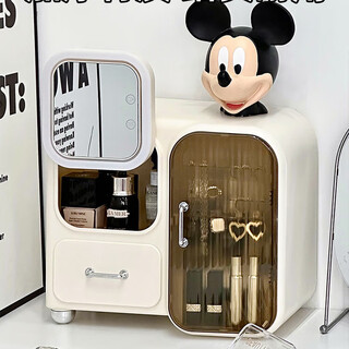 Vipero cosmetic mirror storage box integrated cosmetics storage desktop with mirror integrated dressing table for skin care products, thickened material, strong and durable