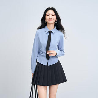 Lady bird blue long-sleeved shirt workplace formal wear women's autumn commuting professional wear waist slim-fitting shoulder shirt
