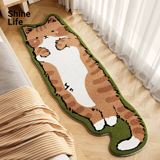 Jinpan cartoon cute cat bedroom carpet living room sofa household floor mat shaped long bedside blanket plush bay window mat cat strip small times 160*50cm