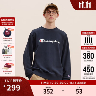 Champion champion sweatshirt men's 2024 autumn new american fashion brand large cursive cotton round neck top navy blue m