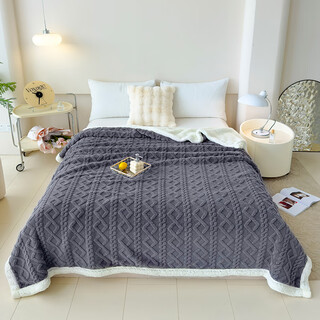 Mojy winter sofa blanket thickened and velvet premium cover quilt blanket a. lamb velvet blanket thickened winter sofa cover dark gray a side taffeta + b side lamb velvet 150x200cm double layer thickening estimated 1.300k