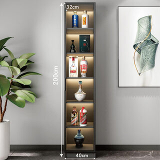 Zhong zhanggui glass small wine cabinet living room wall display cabinet storage cabinet light luxury red wine cabinet household small wine storage cabinet 40x32x200 single cabinet dark gray delivery to home