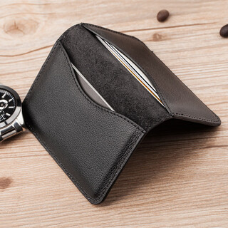 Ehremann first-layer cowhide bank card holder, business card holder, ultra-thin card holder, men's and women's card holder, business card driver's license leather case, black