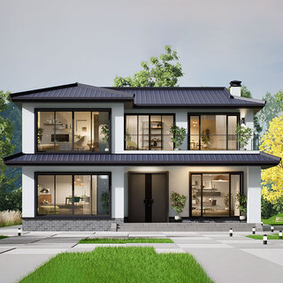 Hongshu rural self-built house design drawings, two-story modern new chinese style villa design drawings, new rural building construction