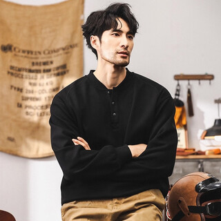 Dai silk warm autumn american retro heavy sweatshirt men's autumn trendy brand henry collar half cardigan jacket men's spring and autumn long-sleeved po black_350g heavy 4xl_suitable for 200-220jin jin equals 0.5 kg