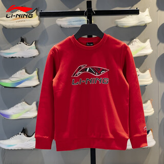 Li ning children's sweatshirt 2025 winter new style men's and women's warm pullover hoodless sweatshirt ywdv667 glory red ywdv667-1 165