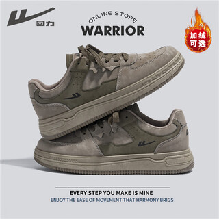 Warrior official men's shoes winter new versatile trendy board shoes men's fashionable casual sports shoes for men gray/military green 42