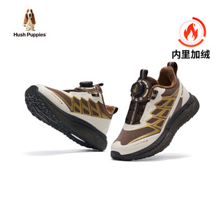 Hush puppies children's cotton shoes winter new boys' cotton shoes plus velvet warm sports shoes girls' cotton shoes outdoor casual cotton children's shoes hp5905004 brown 34