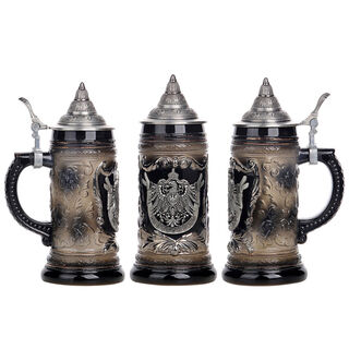 Ceramic hand-painted german craft beer mug handmade cup fully handmade wine glass water cup creative european style 1 purple black glaze eagle piece