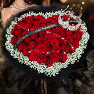 Youke jade flower express delivers 52 rose bouquets to express love to girlfriend and wife as birthday gifts nationwide. 52 red rose bouquets. romantic love.