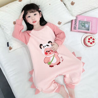 Yi xue'an's first children's one-piece pajamas spring and autumn girls long-sleeved thin home clothes baby baby sleeping bag pink 80