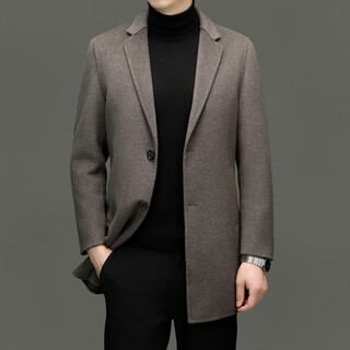 Nvwnk autumn and winter wool woolen coat men's woolen suit collar double-sided woolen coat business thickened mid-length windbreaker khaki m recommended 100-120jin jin equals 0.5 kg
