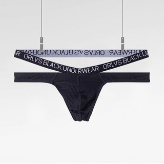 Sexy low-waisted men's thong, thin cotton, close-fitting butt lift, u convex bag, sexy underwear for men, black m