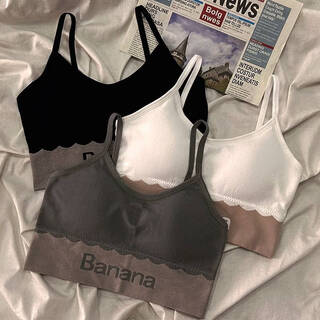 Clolv kiss girl's non-wired underwear tube top student sports bra push-up anti-sagging and shock-proof breast-showing vest 3-piece pack black + gray + white m recommended 70-100jin jin equals 0.5 kg