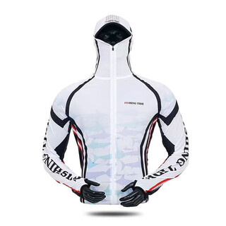 Hongshiyu (hhongshiyu) fishing clothing for men, sun protection, summer breathable ice silk fishing clothing, men's outdoor sports anti-mosquito quick-drying equipment set, white top s suitable for 110jin jin equal to 0.5kg or less