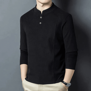 High-end version of autumn and winter double-sided german velvet bottoming shirt men's henry collar trendy long-sleeved t-shirt stand-up collar sweatshirt black 4xl recommended weight 180-200jin jin equals 0.5 kg