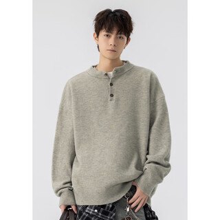 Zhiwei gray american henry collar sweater for men autumn and winter 2025 new thickened warm sweater jacket with sweater inside light gray xl recommended 125-145jin jin equals 0.5 kg