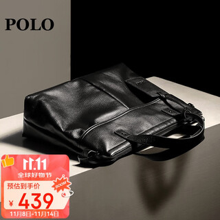 Polo briefcase men's official handbag first-layer cowhide business 14-inch computer bag birthday gift for boyfriend
