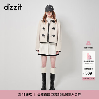 Dzzit short coat autumn and winter retro style silver windbreaker chain button for women white s