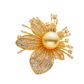 Snqp golden orchid cashmere coat brooch high-end exquisite fashion women's light luxury brooch jewelry gold 862a
