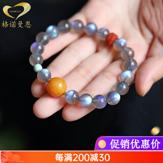 Gonmcean gray moonstone bracelet strong blue light bracelet crystal old wax accessories women's gift bead diameter 8mm
