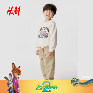 H&M【疯狂动物城联名】HM童装儿童男童女童卫衣冬季印花套衫1318144 白色/疯狂动物城 110 110/56