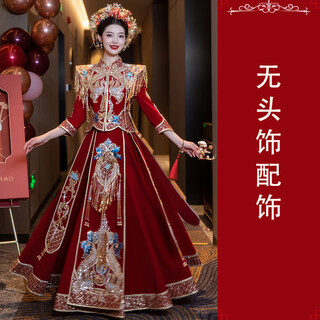 Roar uthaug velvet show and clothing bride 2025 new wedding dress slim fit women's heavy industry show kimono women's wedding dress biyiniao high-end soft velvet (no headgear) m
